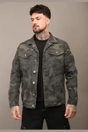Alleppo Jeans Jaqueta Verde Camuflado Militar Sarja Masculino