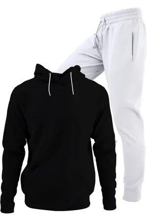 Bueno Conjunto Moletom Blusa De Frio Com Capuz E Calça Jogger Tecido Felpado Macio Premium e Branco