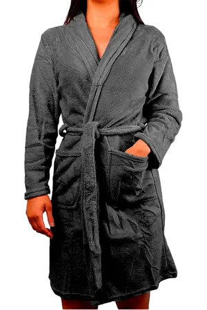 Camesa Roupão Kimono Felpudo Unisex Microfibra Macio Pós Banho Chumbo