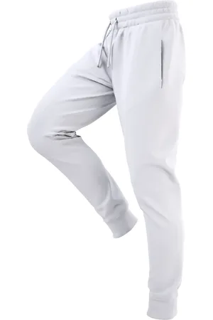 Bueno Calça Moletom Jogger Com Punho Elástico E Bolsos Superior Flanelada Lisa Branca