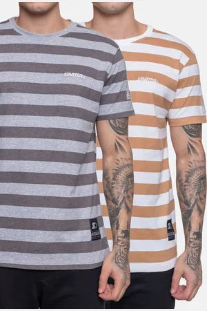 Starter Camiseta Bipack Strip Cinza e Marrom