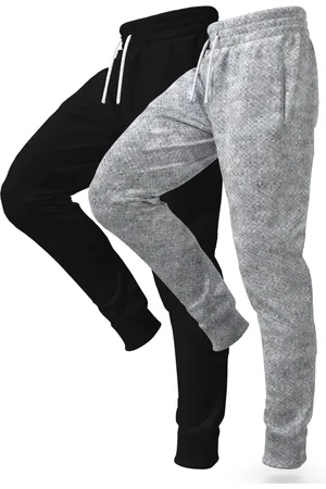 Bueno Kit 2 Calças Moletom Jogger Fit No Algodão Felpado Com Cós Elástico E Bolsos Preta e Cinza
