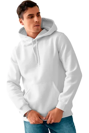 Bueno Blusa De Frio Masculina Moletom Liso Com Capuz e Bolso Canguru Felpado