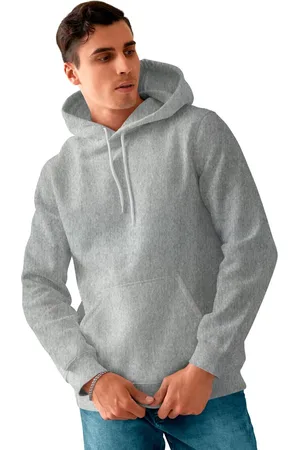 Bueno Blusa De Frio Masculina Moletom Liso Com Capuz e Bolso Canguru Felpado