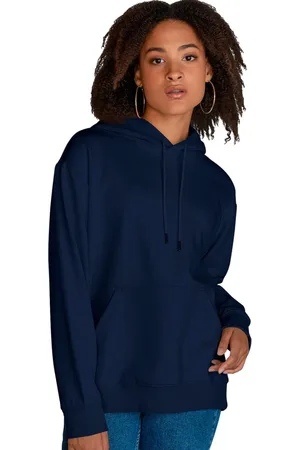 Bueno Blusa De Frio Feminina Moletom Liso Com Capuz e Bolso Canguru Felpado