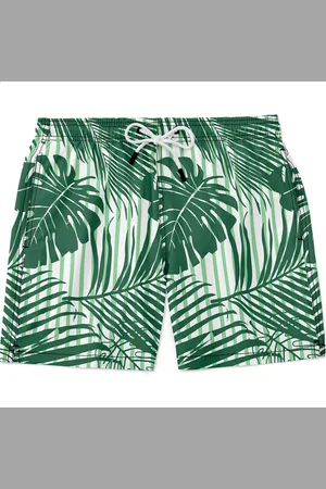 Bueno Shorts Masculino Tactel e Elastano Estampado Leve c/ Elástico e Cordão Ajustável na Cintura Bolsos Laterais e Secagem Rápida Uso Casual Treino Academia Flores Verdes e Branco