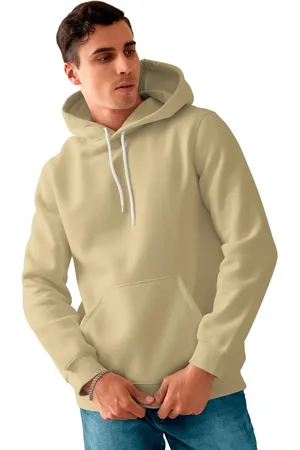 Bueno Blusa De Frio Masculina Moletom Liso Com Capuz e Bolso Canguru Felpado