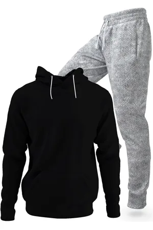 Bueno Conjunto Moletom Blusa De Frio Com Capuz E Calça Jogger Tecido Felpado Macio Premium e Cinza