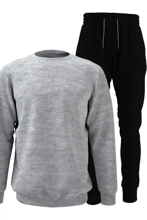 Bueno Conjunto Moletom Blusa Careca E Calça Jogger Confortável Em Algodão Felpado E Preto