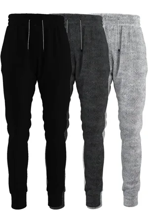 Bueno Kit 3 Calça Jogger Moletom Lisa De Treino Confortável Com Elástico E Bolsos Cinza e Chumbo