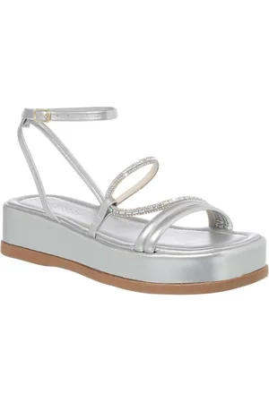 Stessy Shoes Sandália Plataforma Papete Flatform Feminina Brilho Strass