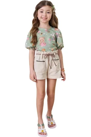 Kukiê Infantil - Conjunto Menina Blusa Manga Curta e Short 82237