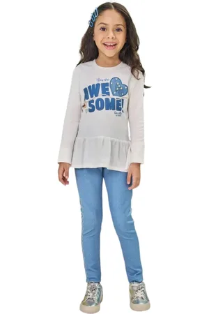 Kukiê Infantil - Conjunto Blusa em Cotton e Legging em Fly Tech 79877 Claro