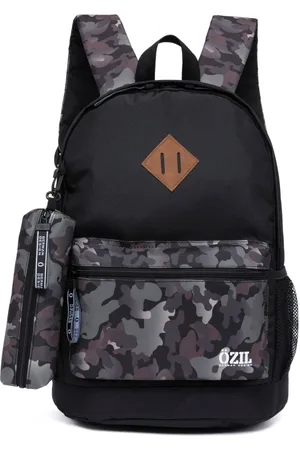 Ozil Mochila Preta Casual Juvenil Escolar Estampa Militar Masculina Espaçosa + Estojo