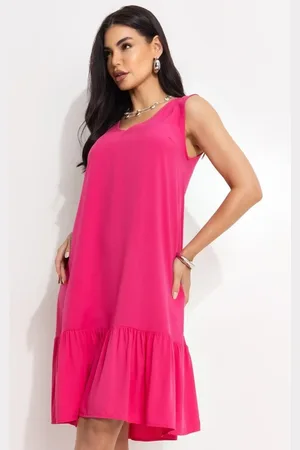 QUINTESS Vestido Em Viscose Plana Pink