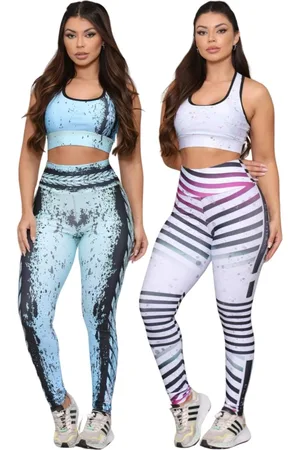 Dl Kit 2 Conjuntos Feminino Fitness Feminino Academia Calça e Top Cintura Alta Linha Premium