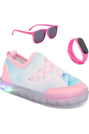 Funfy Infantil - Combo Tenis Casual LED Oculos Relogio Menina Claro