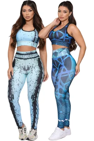 Dl Kit 2 Conjuntos Feminino Fitness Academia Calça e Top Feminino Cintura Alta Premium