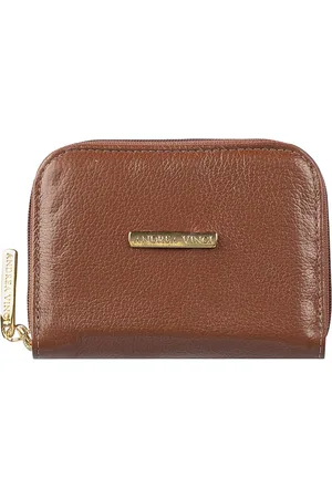 Andrea Vinci Carteira feminina de couro liso Kiara 10x13,5cm - Whisky