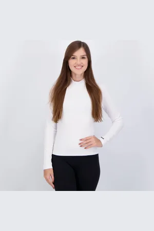 Fila Camiseta Basic Canelada Manga Longa Feminina Branca