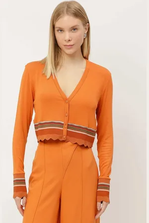 LEZ A LEZ Cardigan Cropped em Malha com Retilínea
