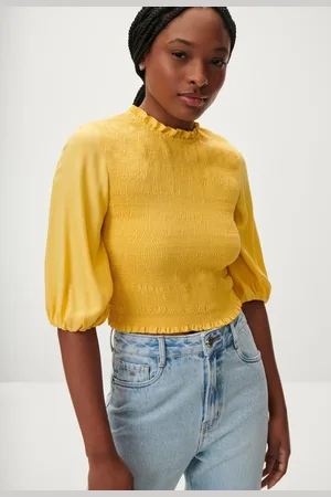LEZ A LEZ Blusa Manga 3/4 Bufante em Viscose com Lastex