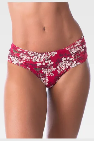 Summer Soul Calcinha de Biquíni Cintura Baixa Lateral Franzida Floral