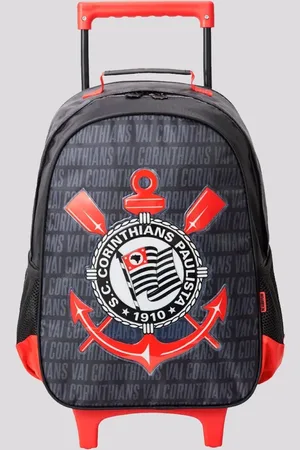 Xeryus Infantil - Mochila Corinthians com Rodas Preta e Vermelha