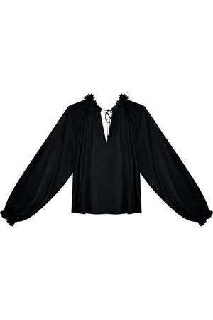 LEZ A LEZ Blusa Manga Longa em Crepe com Aplique Flores