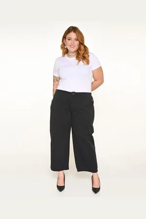 Razon Calça Feminina Sarja Plus Pantacourt Marinheiro
