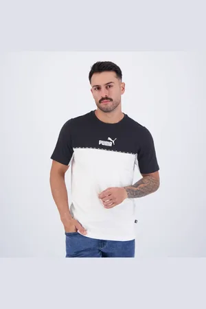 PUMA Camiseta Ess Block X Tape Preta e Branca