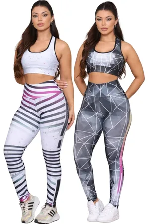 Dl Kit 2 Conjuntos Feminino Fitness Top e Calça Feminina para Academia Não Transparente Cintura Alta Linha Premium