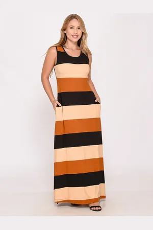 BBonnie Vestido com Fendas Laterais Catarina Listra Preta