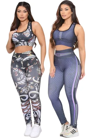 Dl Kit 2 Conjuntos Feminino Fitness Feminino Top e Calça Linha Premium Fitness