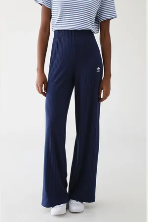 adidas Calça Canelada Wide Leg Essentials Azul-Marinho
