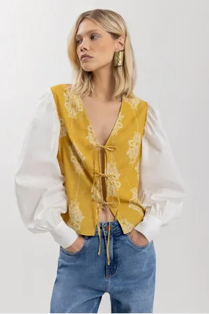 LEZ A LEZ Camisa De Mangas Bufantes Com Amarrações Frontais