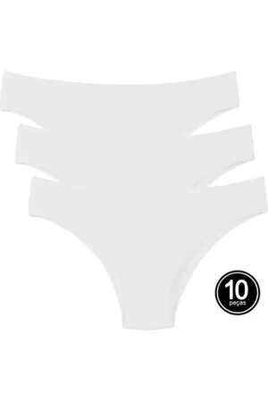 QLC SPORT Kit 10 Calcinhas Modelo Tanga A10 Branca