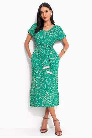 QUINTESS Vestido Em Malha Fria Tropical