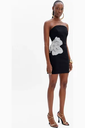 LANCA PERFUME Vestido Curto Sem Alça Com Aplicação