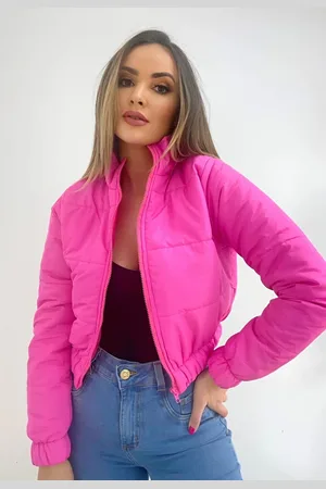 Charme de Moça Jaqueta Puffer Curta Pink