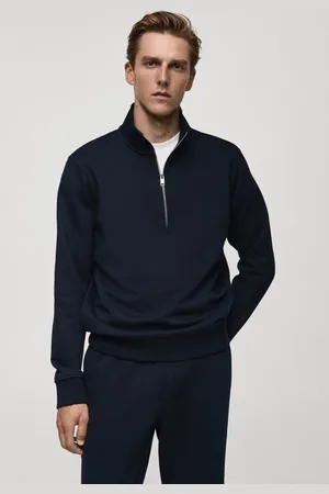 MANGO Blusa de Moletom Fechada Com Zíper Azul-Marinho