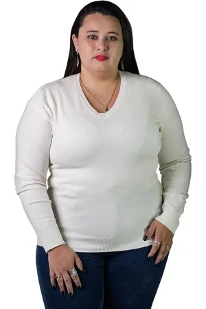 FACINELLI Suéter Feminino City Lady by Plus Size 658122 Offwhite