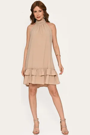 Bisô Vestido Curto Crepe Alfaiataria Babados