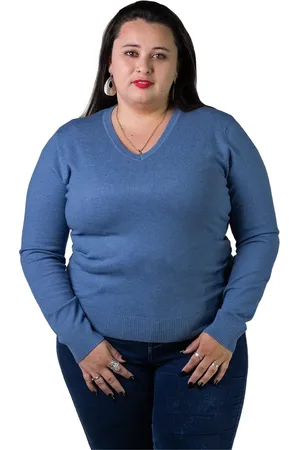 FACINELLI Suéter Feminino City Lady by Plus Size 658122 Petroleo