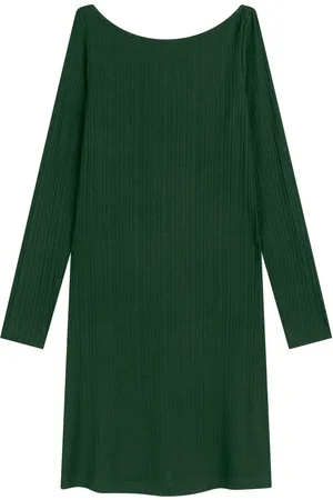 LEZ A LEZ Vestido Curto Canelado Com Mangas Longas E Decote Canoa