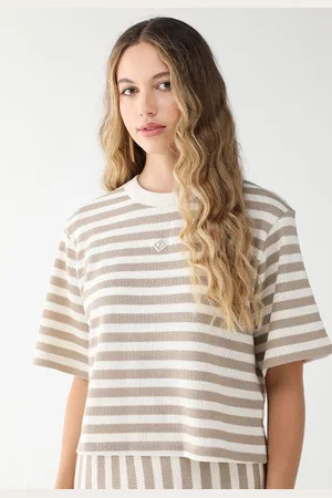 Forum Camiseta Tricot Reta Listrada Branca