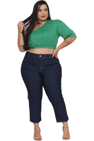 Alleppo Jeans Calça Capri Feminina Plus Size Azulão