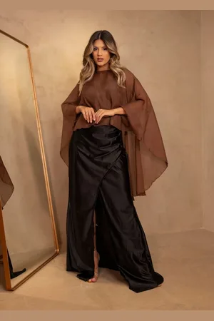 Cia do Vestido Capa de Chiffon para Vestido Xaile Inverno Chocolate