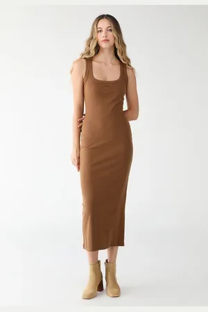 Colcci Vestido Canelado Midi Logo Bordado