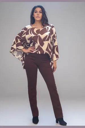 Amazonia Vital Blusa Poncho Baguari Amplo Estampa Raízes Marrom